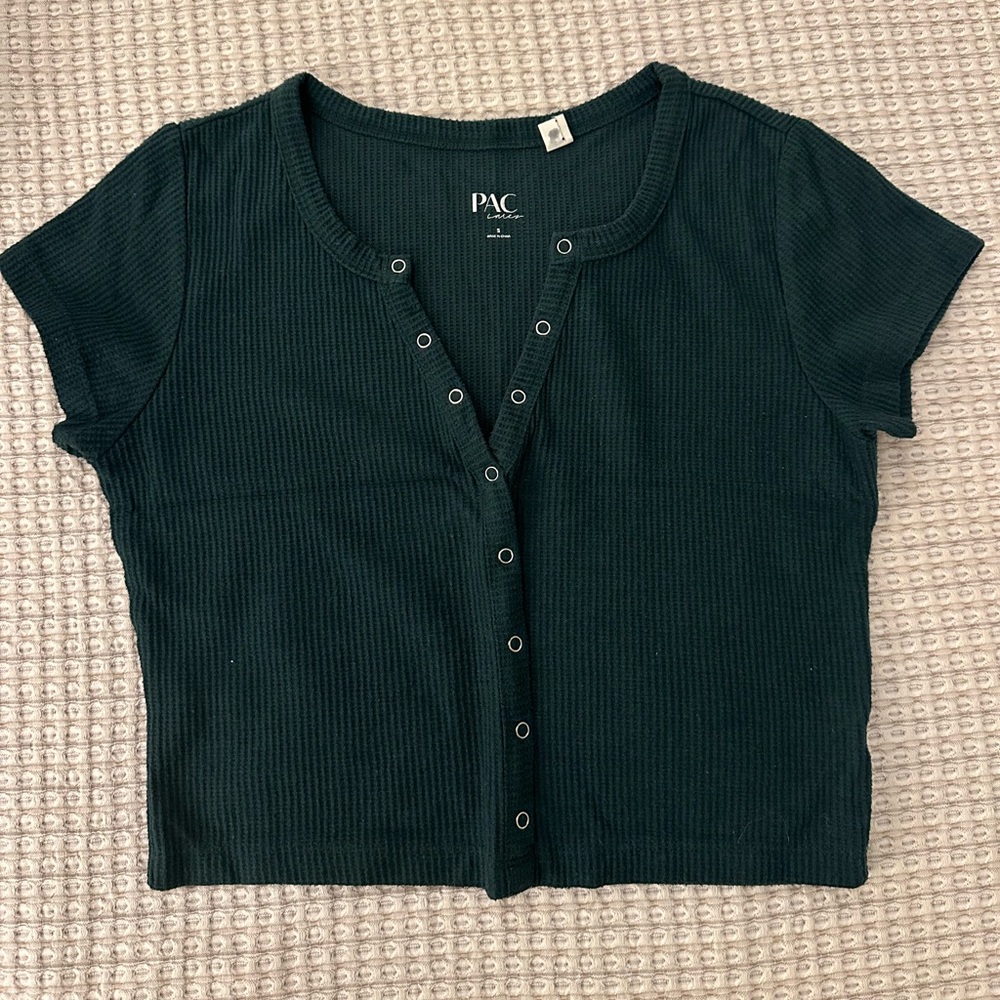 PacSun dark green cropped baby tee